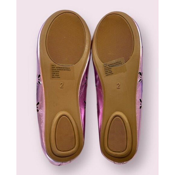 Girls PINK METALLIC Flat Olivia Miller Sz 2 Ballet Flats NEW Easter Party Spring - Picture 3 of 4